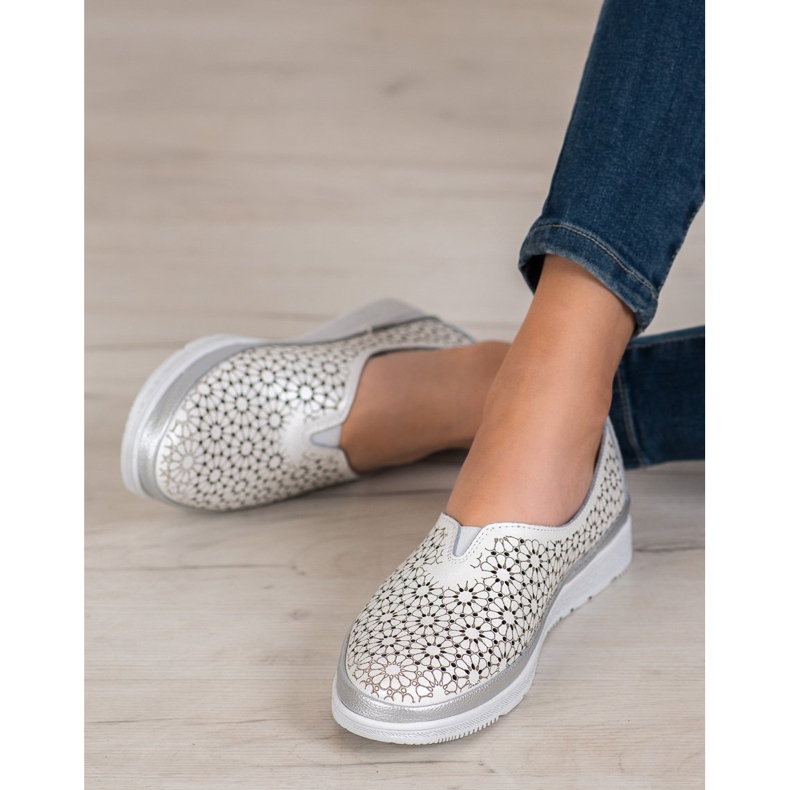 Filippo Slipons de couro com um padrão floral branco amarelo 1