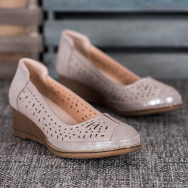 Filippo Bombas de couro com brilho castanho amarelo 1