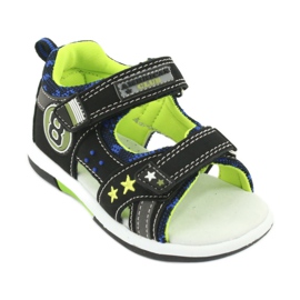 American Club Sandals Leather Insert decorada com oito e estrelas dr14/20 preto e verde 1