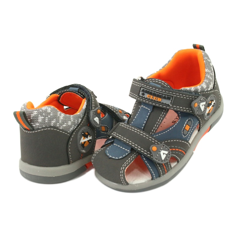 Sandálias masculinas com velcro American Club DR09 / 20 azul laranja cinza 2