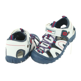 Sandálias de velcro American Club DR08 / 20 para meninos branco vermelho azul 2