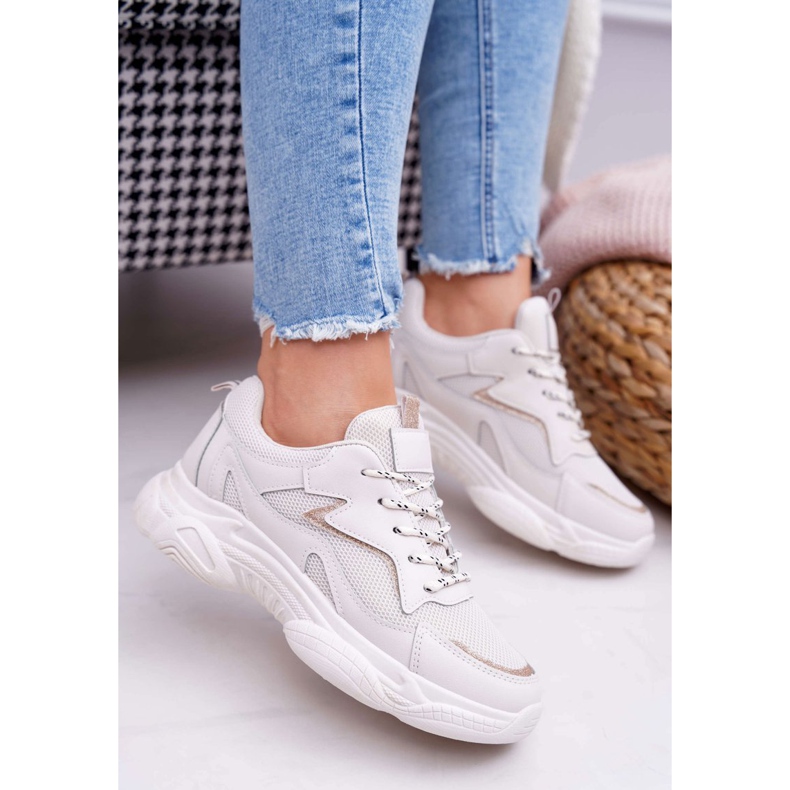 BUGO Sapatos esportivos femininos bege brilhante Winchester 1