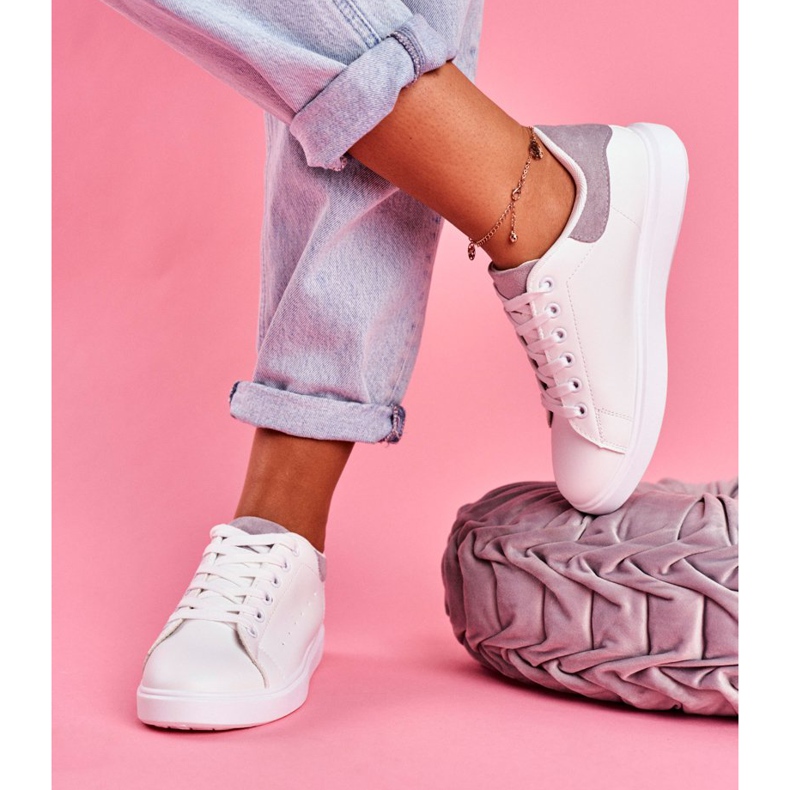 SEA Sapatas esportivas femininas brancas com salto cinza Milly branco 2