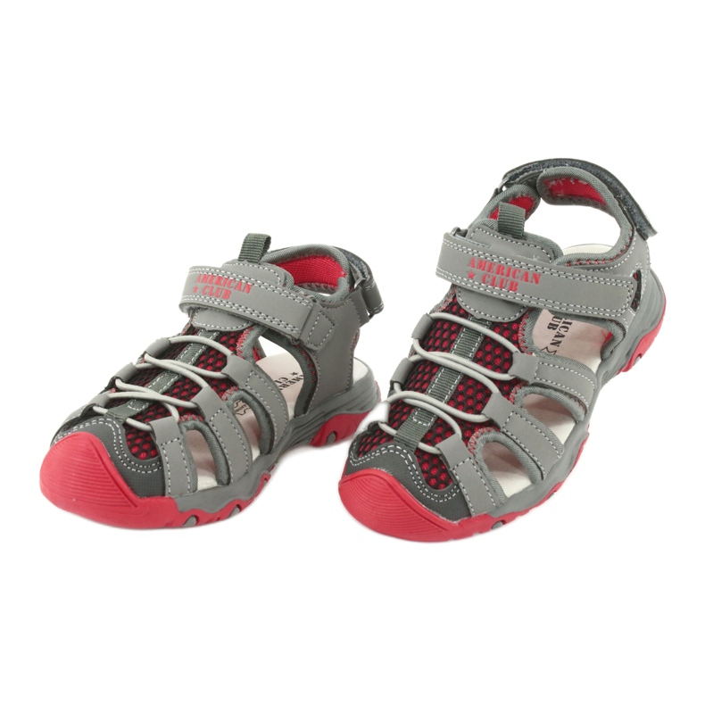 American Club Sandals Grey-Red Leather Insert XD06/20 cinza 3