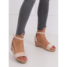 Sandálias em cunha de cortiça bege LL-228P Bege 1