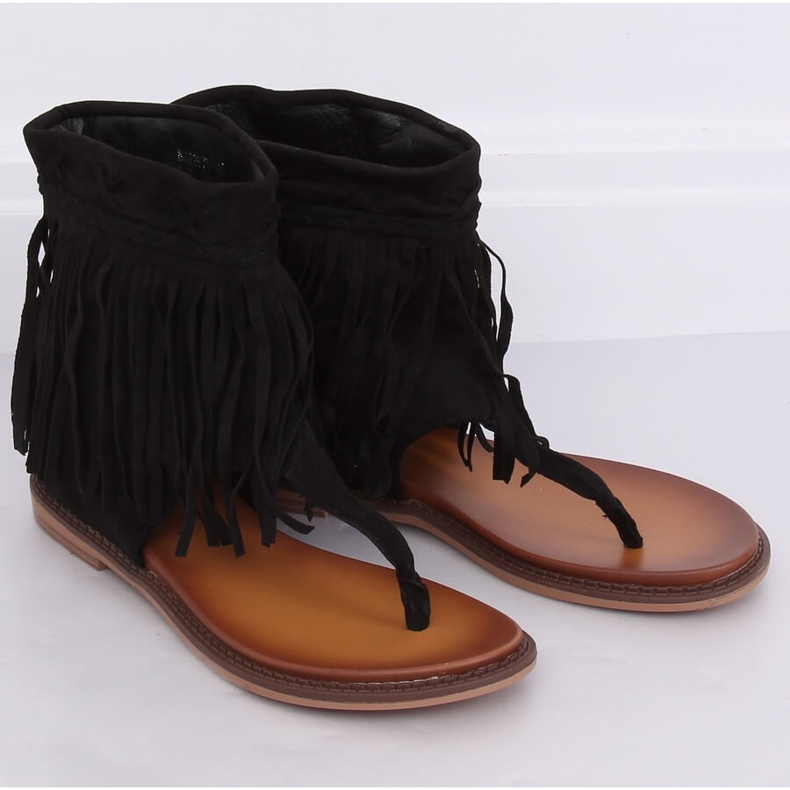 Chinelos pretos com parte superior NS129P Preto 2