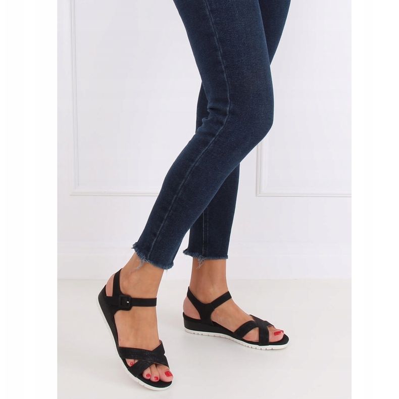 Sandálias pretas com salto baixo NS115P Preto 2