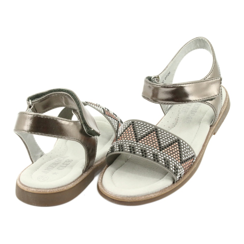 American Club Sandálias femininas Couro Prata Metallic Insert com lantejoulas GC07/20 3