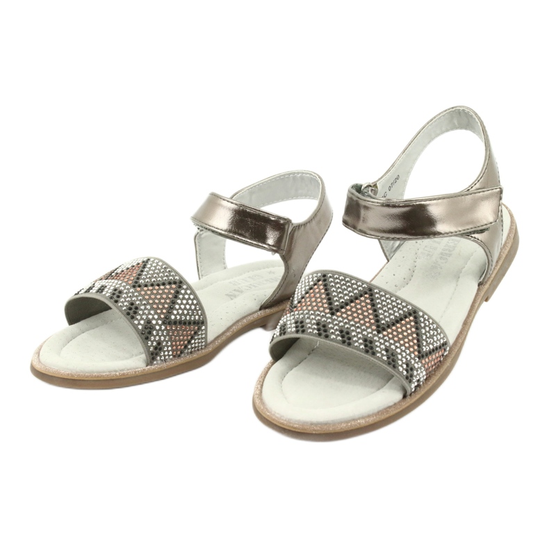 American Club Sandálias femininas Couro Prata Metallic Insert com lantejoulas GC07/20 2