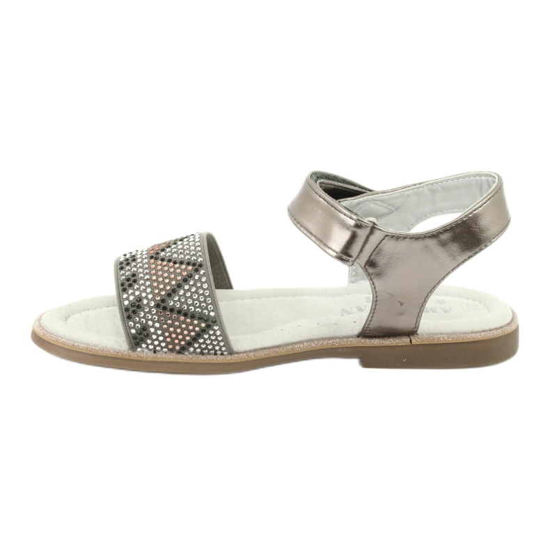 American Club Sandálias femininas Couro Prata Metallic Insert com lantejoulas GC07/20 1