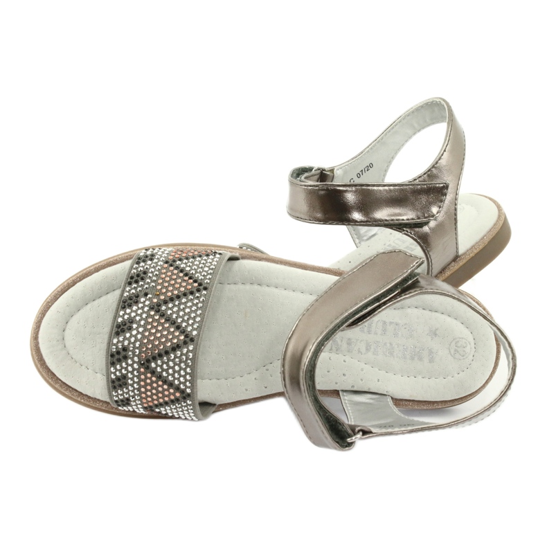 American Club Sandálias femininas Couro Prata Metallic Insert com lantejoulas GC07/20 4