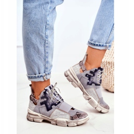 Tênis de couro feminino Maciejka 04423-13 cinza 1