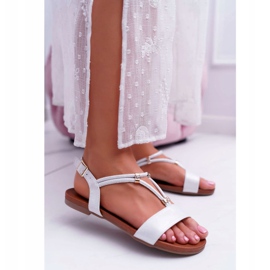S.Barski Sandálias planas femininas com alças e zircônia cúbica prata Madeline cinza 1