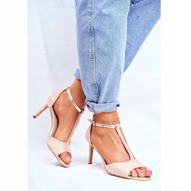 S.Barski Sandálias femininas de salto alto Bege 280-58 Move On Me 1