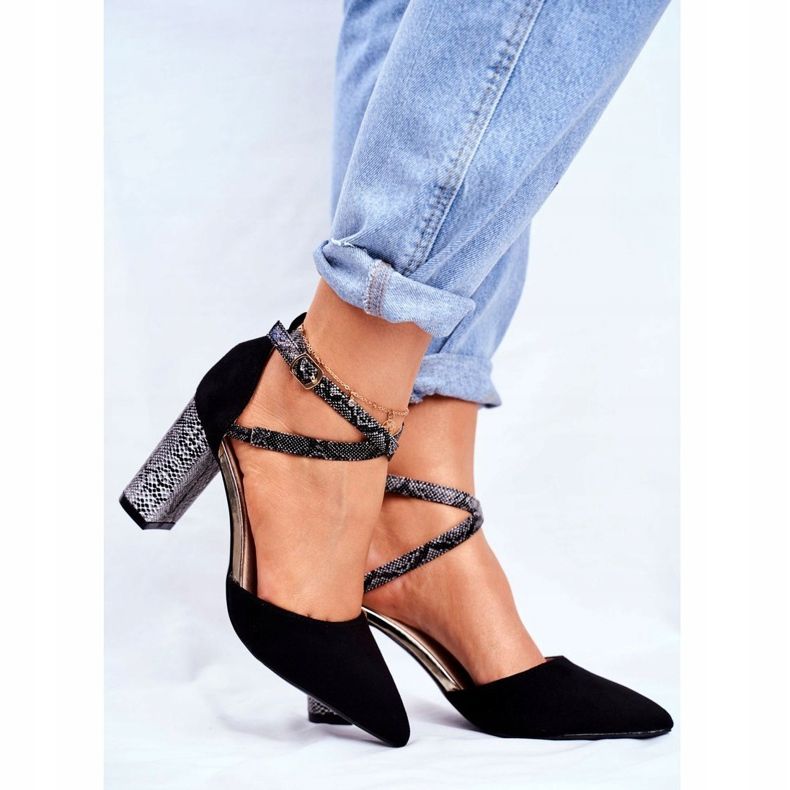 S.Barski Sapatos femininos no calcanhar Snake Black Juntos preto multicolorido 1