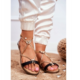 S.Barski Sandálias femininas lisas preto e dourado Barski Samim amarelo 1