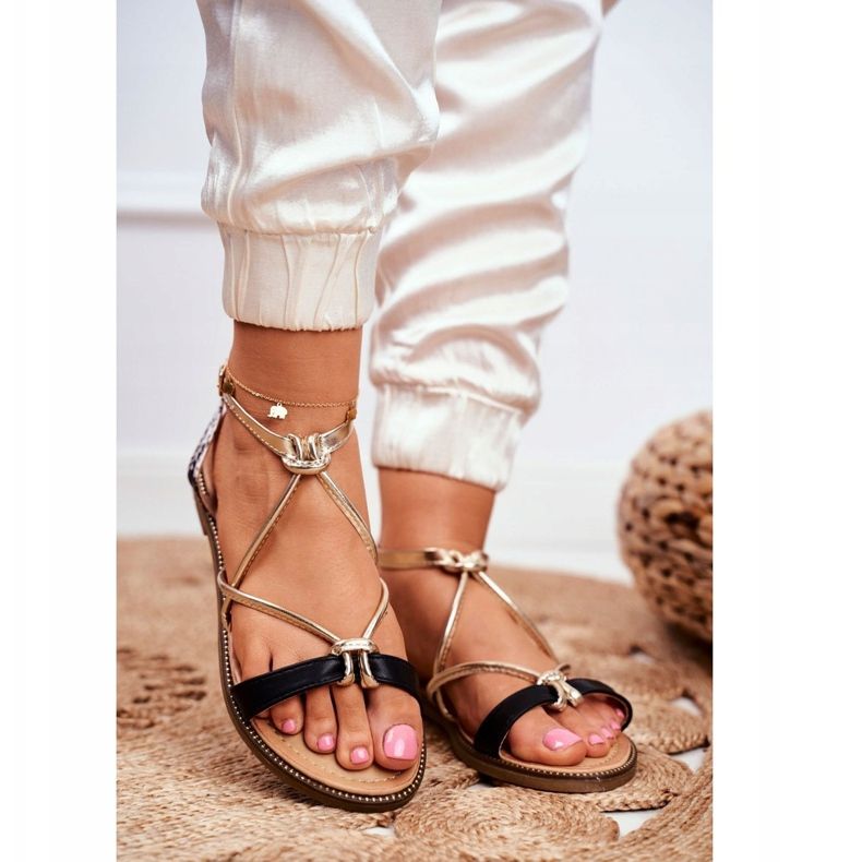 S.Barski Sandálias femininas lisas preto e dourado Barski Samim amarelo 1