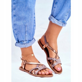 S.Barski Sandálias rasteiras femininas com champanhe Barski Lomba rosa amarelo 1