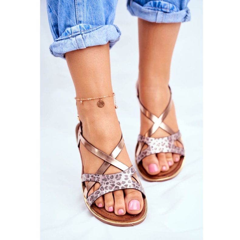 S.Barski Sandálias rasteiras femininas com champanhe Barski Lomba rosa amarelo 2