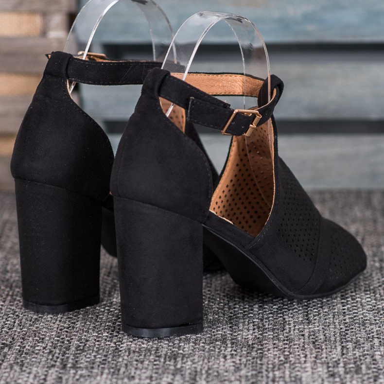 Small Swan Sandálias elegantes a céu aberto preto 1