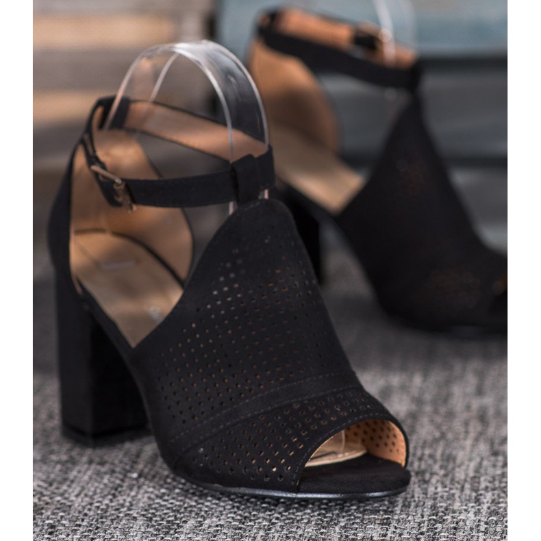 Small Swan Sandálias elegantes a céu aberto preto 2