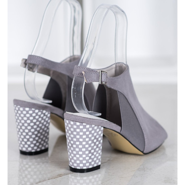Goodin Sandálias reforçadas com salto xadrez cinza 1