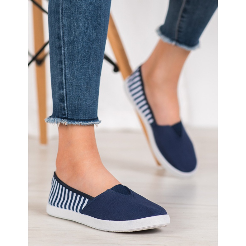 SHELOVET Slipons azul marinho com listras 2