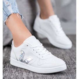 SHELOVET Sapatos Brancos com Inserções Holo 1