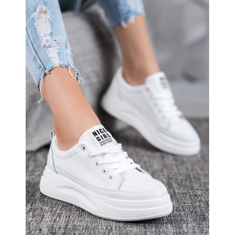 SHELOVET Tênis na plataforma da garota legal branco 2