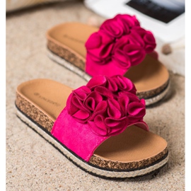 Chinelos Confortáveis ​​Com Flores VINCEZA rosa 2