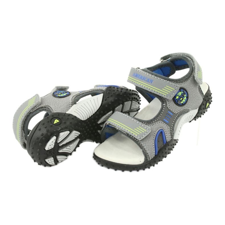 American Club Sandálias com palmilha de couro American HL20/20, cinza-azulado 3