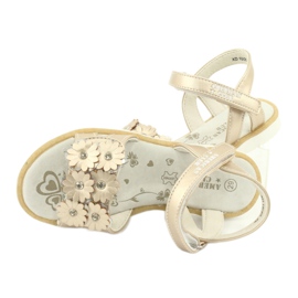 Sandálias ouro com flores e lantejoulas American Club XD10/20 dourado 4
