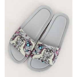Chinelos unicórnio cinza CK83 cinza multicolorido 2