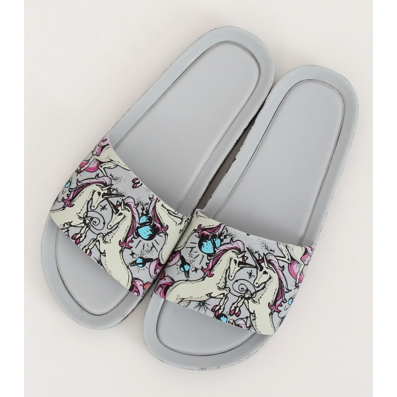 Chinelos unicórnio cinza CK83 cinza multicolorido 2