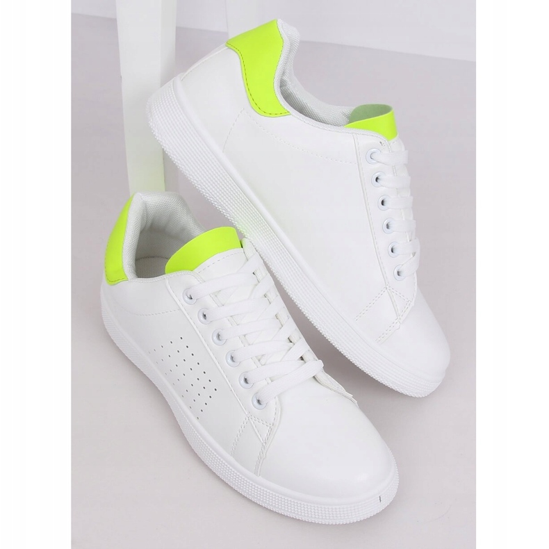 Tênis feminino branco e neon LV101P Flugreen amarelo 1
