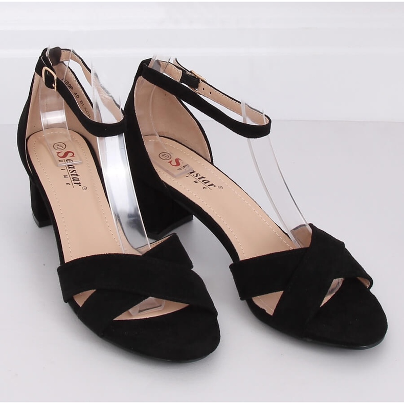 Sandálias pretas de salto alto F189P pretas preto 1