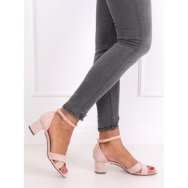 Sandálias de salto alto bege e rosa F189P Bege marrom 2