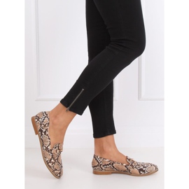 Mocassins femininos em pele de cobra T356P Snake Beige bege 1