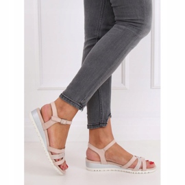 Sandálias em NS113P Nude bege e rosa com cunha baixa 1 Sandálias em NS113P Nude bege e rosa com cunha baixa 1