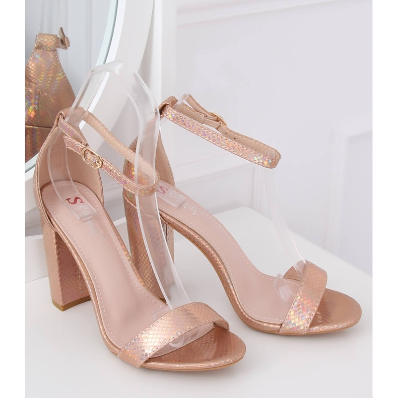 Sandálias de salto alto holográficas TU135P Champagne multicolorido amarelo 1