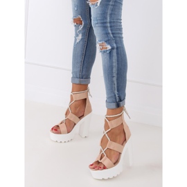 Sandálias na plataforma bege e rosa NS120 Beige 1