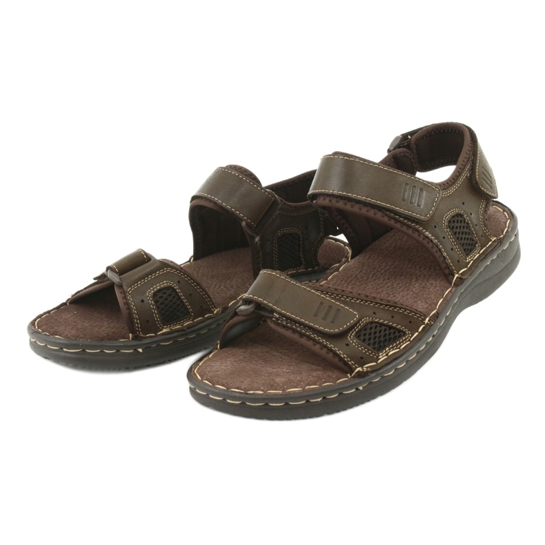 Sandálias esportivas confortáveis ​​de couro American Club CY13 / 20 marrom 3