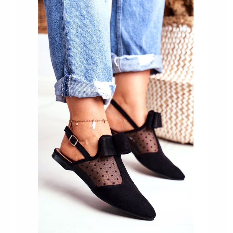 Bailarina Lu Boo Feminino Bows Mule Domino Preto 2