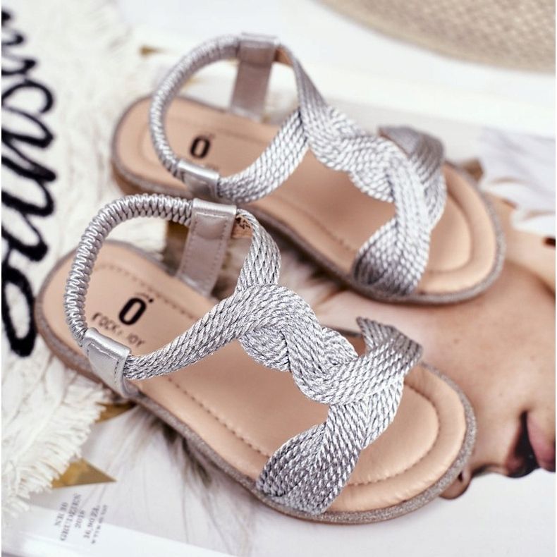 FRROCK Sandálias infantis prata Lamado cinza 1