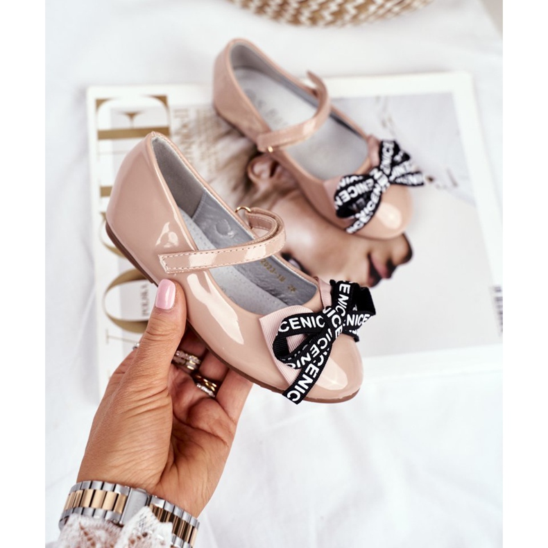 S.Barski Bailarinas infantis bege com velcro Barski Mindi 2