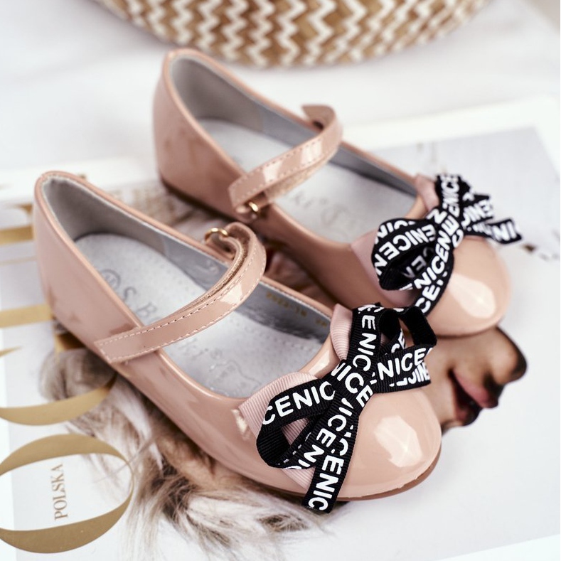 S.Barski Bailarinas infantis bege com velcro Barski Mindi 1