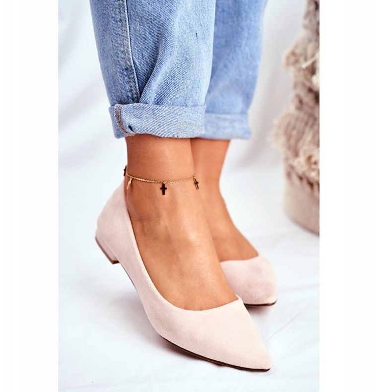 EVE Bailarinas femininas em Spitz Suede Beige Westley bege 2