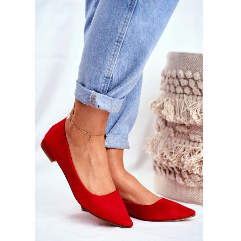 EVE Bailarinas femininas em Spitz Suede Red Westley vermelho 1