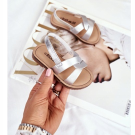 FRROCK Sandálias infantis deslizantes com elástico Silver Bambino cinza 2