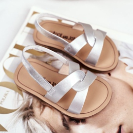 FRROCK Sandálias infantis deslizantes com elástico Silver Bambino cinza 1